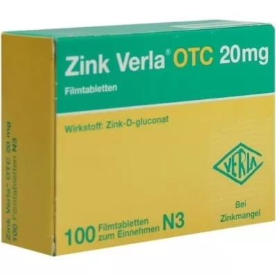 ZINK VERLA OTC 20 mg apvalkotās tabletes, 100 gab