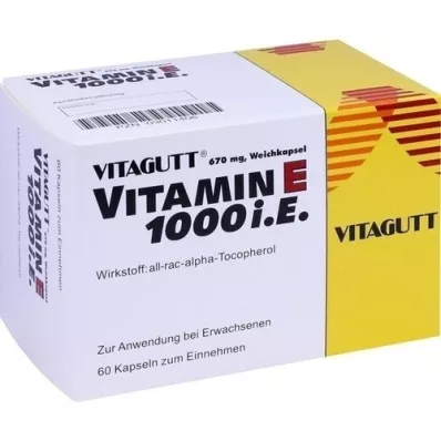 VITAGUTT E vitamīns 1000 mīkstās kapsulas, 60 gab