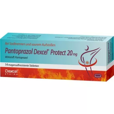 PANTOPRAZOL Dexcel Protect 20 mg zarnās apvalkotās tabletes, 14 gab