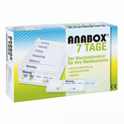 ANABOX 7 dienu nedēļas dozators, balts, 1 gab ANABOX 7 dienu nedēļas dozators, balts, 1 gab