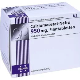 CALCIUMACETAT NEFRO 950 mg apvalkotās tabletes, 100 gab