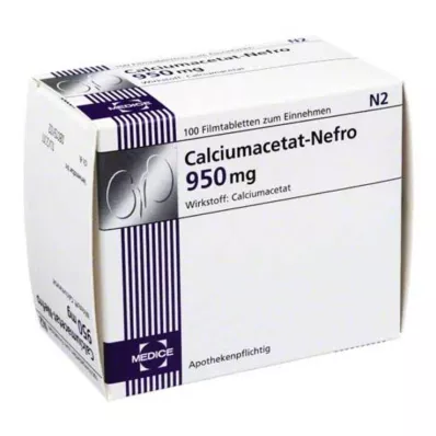 CALCIUMACETAT NEFRO 950 mg apvalkotās tabletes, 100 gab CALCIUMACETAT NEFRO 950 mg apvalkotās tabletes, 100 gab