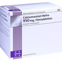 CALCIUMACETAT NEFRO 950 mg apvalkotās tabletes, 200 gab