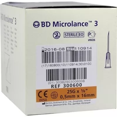 BD MICROLANCE Kanula 25 G 5/8 0,5x16 mm, 100 gab