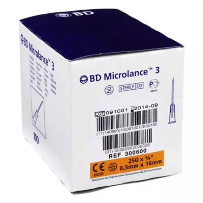 BD MICROLANCE Kanula 25 G 5/8 0,5x16 mm, 100 gab