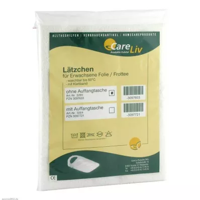 LÄTZCHEN Erw.Folie/Frottee balta ar velcro lentu, 1 gab LÄTZCHEN Erw.Folie/Frottee balta ar velcro lentu, 1 gab