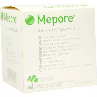 MEPORE Brūču pārsējs nesterils 7 cmx5 m, 1 gab MEPORE Brūču pārsējs nesterils 7 cmx5 m, 1 gab