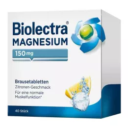 BIOLECTRA Magnija 150 mg citronu putojošās tabletes, 40 gab