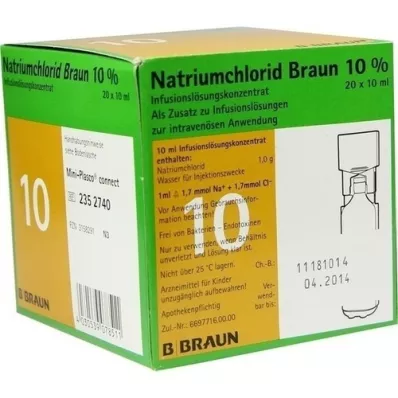 NATRIUMCHLORID 10% brūns MPC Infūziju šķīdums, 20X10 ml