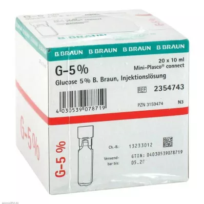 GLUCOSE 5% B.Braun Mini Plasco connect Inj.-Lsg., 20X10 ml GLUCOSE 5% B.Braun Mini Plasco connect Inj.-Lsg., 20X10 ml