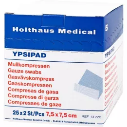 MULLKOMPRESSEN Ypsipad 7,5x7,5 cm sterils 8 reizes, 25X2 gab