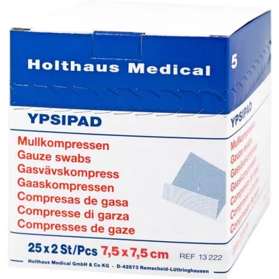 MULLKOMPRESSEN Ypsipad 7,5x7,5 cm sterils 8 reizes, 25X2 gab