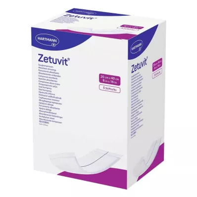 ZETUVIT Sūkājamie spilventiņi sterili 20x40 cm, 5 gab