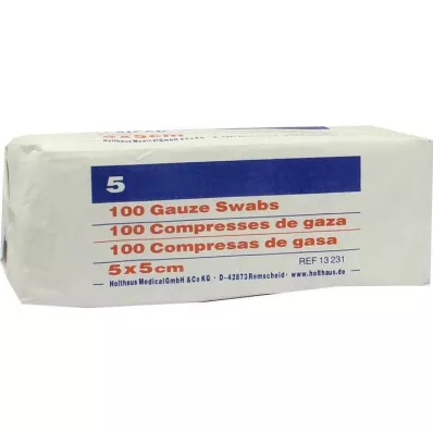 MULLKOMPRESSEN Ypsipad 5x5 cm nesterilizēts 8x, 100 gab