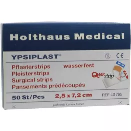 PFLASTERSTRIPS Ypsiplast ūdensizturīgs 2,5x7,2 cm, 50 gab