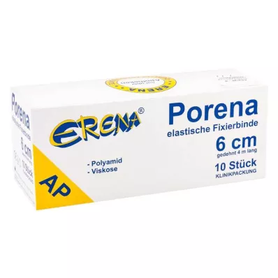 PORENA Elastīgs marles pārsējs 6 cm, balts, bez cello, 10 gab