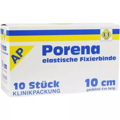 PORENA Elastīgs marles pārsējs 10 cm, balts, bez cello, 10 gab