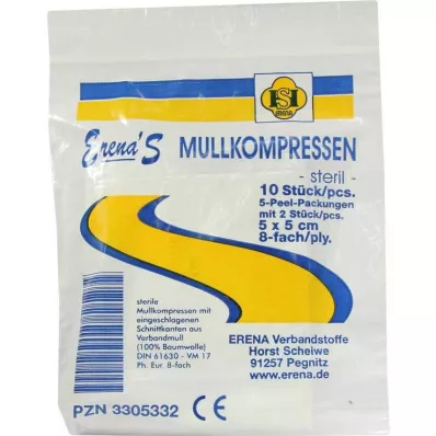 ERENA Marles kompress 5x5 cm sterils 8 reizes, 5X2 gab
