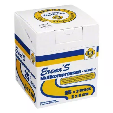 ERENA Marles kompress 5x5 cm sterils 8 reizes, 25X2 gab ERENA Marles kompress 5x5 cm sterils 8 reizes, 25X2 gab