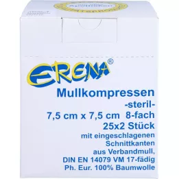ERENA Marles kompress 7,5x7,5 cm sterils 8x, 25X2 gab