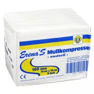 ERENA Marles kompress 10x10 cm, nesterils, 8 reizes, 100 gab ERENA Marles kompress 10x10 cm, nesterils, 8 reizes, 100 gab