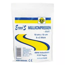 ERENA Marles kompress 10x10 cm sterils 8 reizes, 5X2 gab