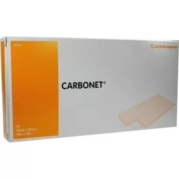 CARBONET 10x20 cm brīvais brūču pārsējs ar aktivēto kokogli, 10 gab