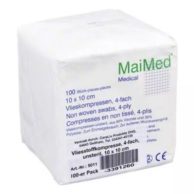 VLIESSTOFF-KOMPRESSEN nesterili 10x10 cm četrvietīgi, 100 gab VLIESSTOFF-KOMPRESSEN nesterili 10x10 cm četrvietīgi, 100 gab