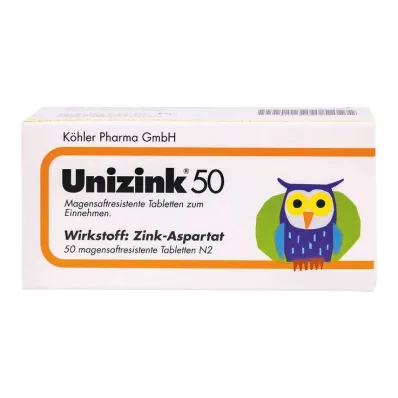 UNIZINK 50 apvalkotās tabletes, 50 gab