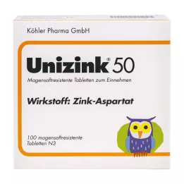 UNIZINK 50 apvalkotās tabletes, 100 gab