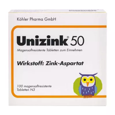 UNIZINK 50 apvalkotās tabletes, 100 gab UNIZINK 50 apvalkotās tabletes, 100 gab