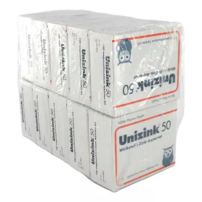 UNIZINK 50 zarnu apvalkotās tabletes, 10X100 gab UNIZINK 50 zarnu apvalkotās tabletes, 10X100 gab
