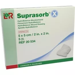 SUPRASORB X HydroBalance brūču pārsējs 5x5 cm, 5 gab