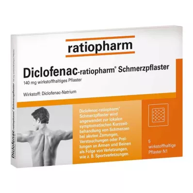DICLOFENAC-ratiopharm pretsāpju plāksteri, 5 gab DICLOFENAC-ratiopharm pretsāpju plāksteri, 5 gab