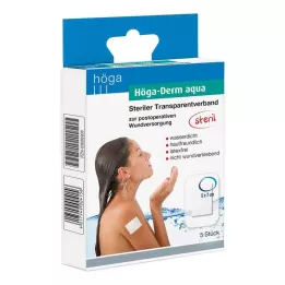 HÖGA-DERM aqua ste.transp.pārsējs.ar.brūces.atvērumu.5x7 cm, 5 gab