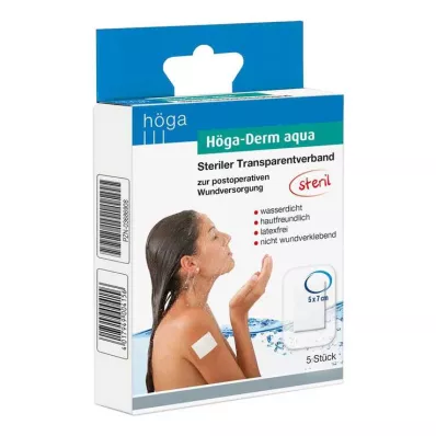HÖGA-DERM aqua ste.transp.pārsējs.ar.brūces.atvērumu.5x7 cm, 5 gab