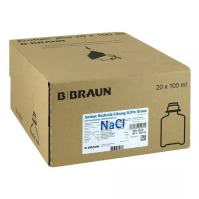 ISOTONE Fizioloģiskais šķīdums 0,9% Braun Ecoflac Plus, 20X100 ml