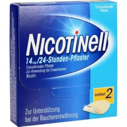 NICOTINELL 14 mg/24 stundu plāksteris 35 mg, 14 gab