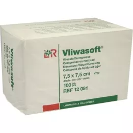 VLIWASOFT Neaustie kompresi 7,5x7,5 cm nesterili 4l, 100 gab