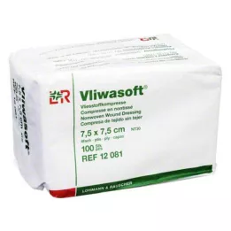 VLIWASOFT Neaustie kompresi 7,5x7,5 cm nesterili 4l, 100 gab