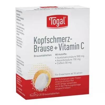 TOGAL Galvassāpes Efervescent + Vit.C Efervescent tabletes, 20 kapsulas