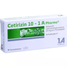 CETIRIZIN 10-1A Pharma apvalkotās tabletes, 7 gab