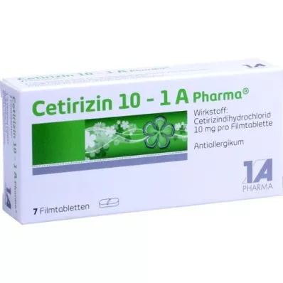 CETIRIZIN 10-1A Pharma apvalkotās tabletes, 7 gab