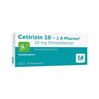CETIRIZIN 10-1A Pharma apvalkotās tabletes, 7 gab CETIRIZIN 10-1A Pharma apvalkotās tabletes, 7 gab
