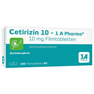 CETIRIZIN 10-1A Pharma apvalkotās tabletes, 100 gab CETIRIZIN 10-1A Pharma apvalkotās tabletes, 100 gab