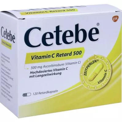 CETEBE C vitamīna 500 mg ilgstošās darbības kapsulas, 120 gab
