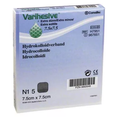 VARIHESIVE īpaši plāns 7,5x7,5 cm HKV hidroaktīvs, 5 gab