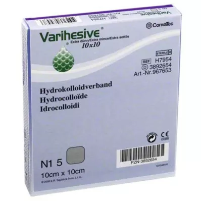 VARIHESIVE īpaši plāns 10x10 cm HKV hidroaktīvs, 5 gab VARIHESIVE īpaši plāns 10x10 cm HKV hidroaktīvs, 5 gab