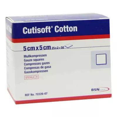 CUTISOFT Kokvilna Kompr.5x5 cm sterila 12 reizes, 25X2 gab