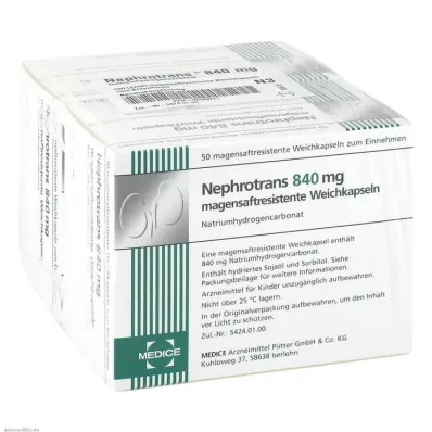 NEPHROTRANS 840 mg kapsulas ar zarnu apvalku, 100 gab